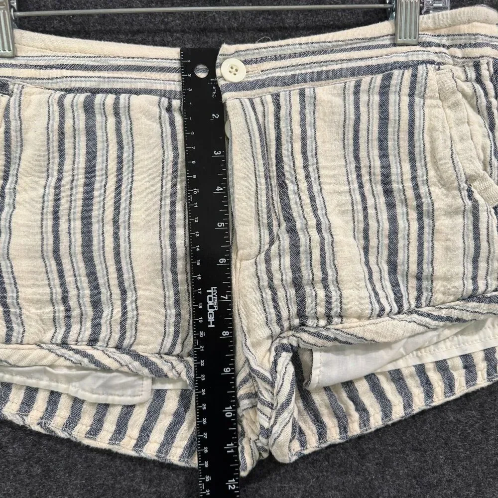 Free People Shorts Women's 2 Ivory Blue Striped Summer Beach Mini - Picture 4 of 9